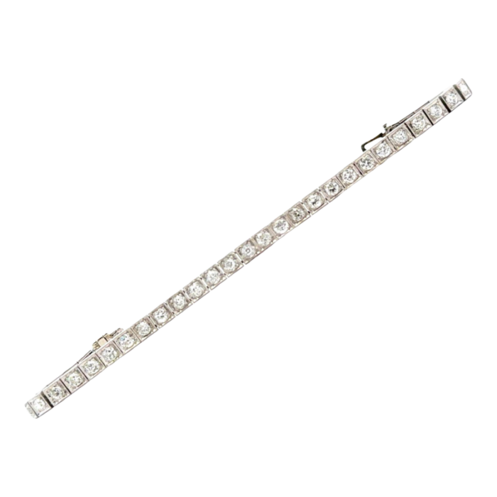 early 20th century art deco european cut diamond platinum box line bracelet 1326