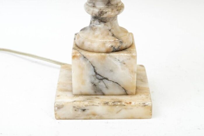 early 20th century carved alabaster lamp with marble finial 2069