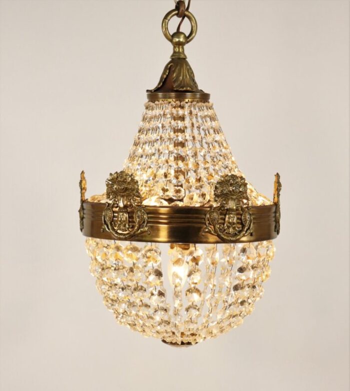 early 20th century french empire style beaded crystal chandelier 1592