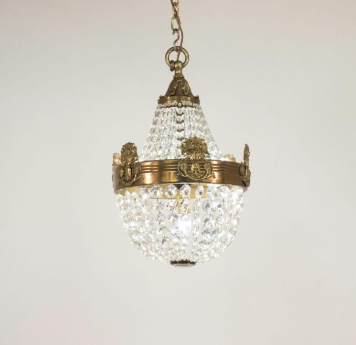 early 20th century french empire style beaded crystal chandelier 2396