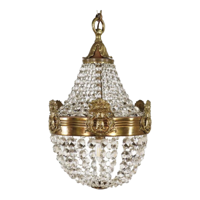 early 20th century french empire style beaded crystal chandelier 5444