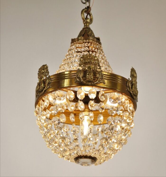 early 20th century french empire style beaded crystal chandelier 5576