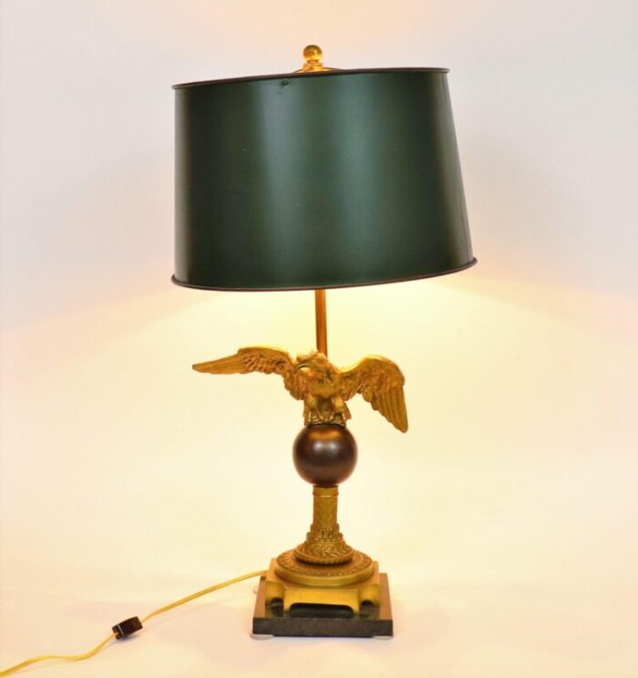 early 20th century french napoleon iii empire style table lamp on black marble base 3243