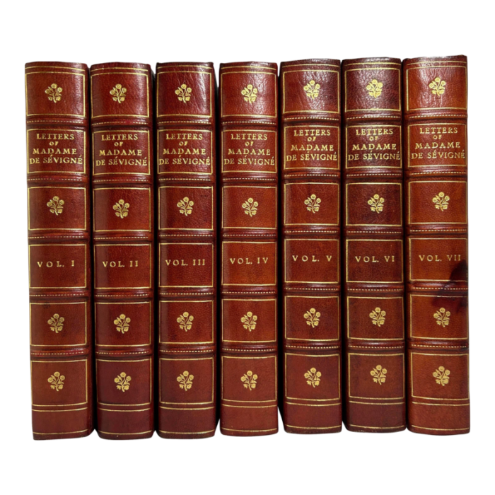 early 20th century red morocco volume set letters of madame de sevigne 7 books 2162