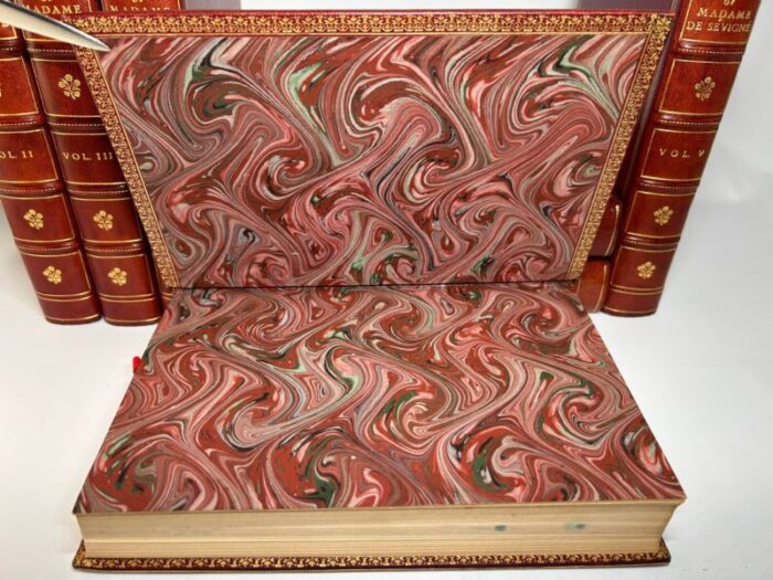 early 20th century red morocco volume set letters of madame de sevigne 7 books 3661