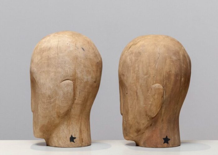 early 20th century scandinavian faded milliners heads 1900s set of 2 3