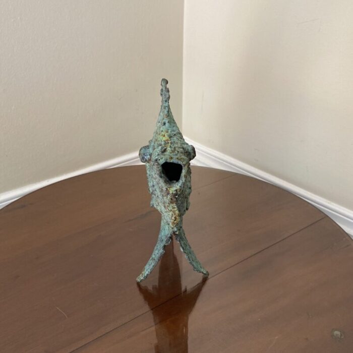 early 21st century bronze artist made brutalist style fish sculpture 8269