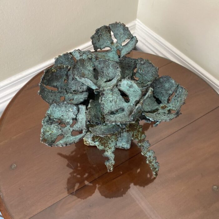 early 21st century bronze artist made brutalist style flower sculpture 0861