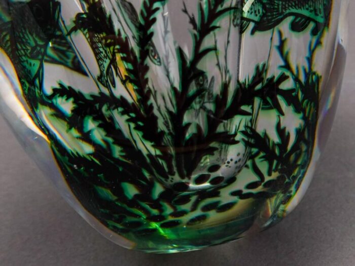 edward hald orrefors 1948 graal fish art glass vase sweden 1883 1980 7813