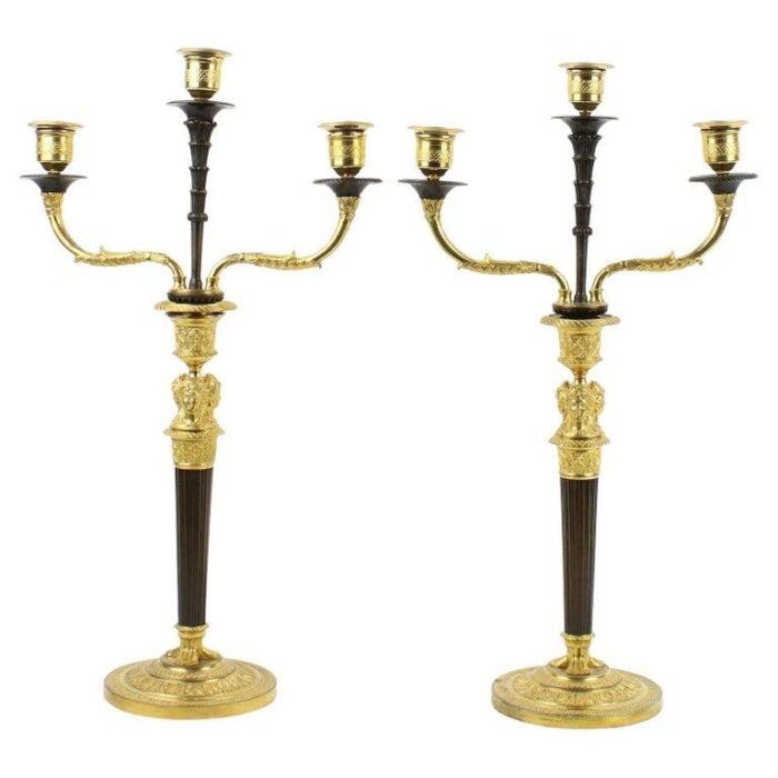 empire candleholders with caryatids a la grecque 19th century set of 2 1