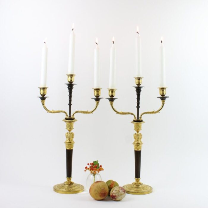 empire candleholders with caryatids a la grecque 19th century set of 2 3