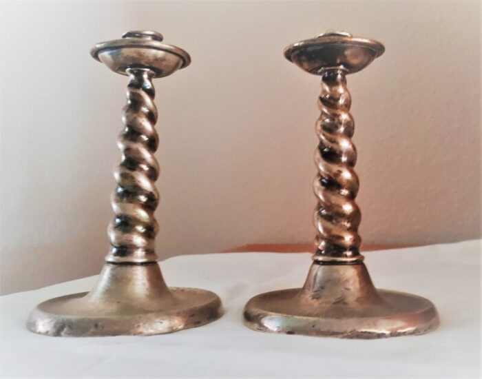 english sterling silver candle holders 1920s set of 2 1