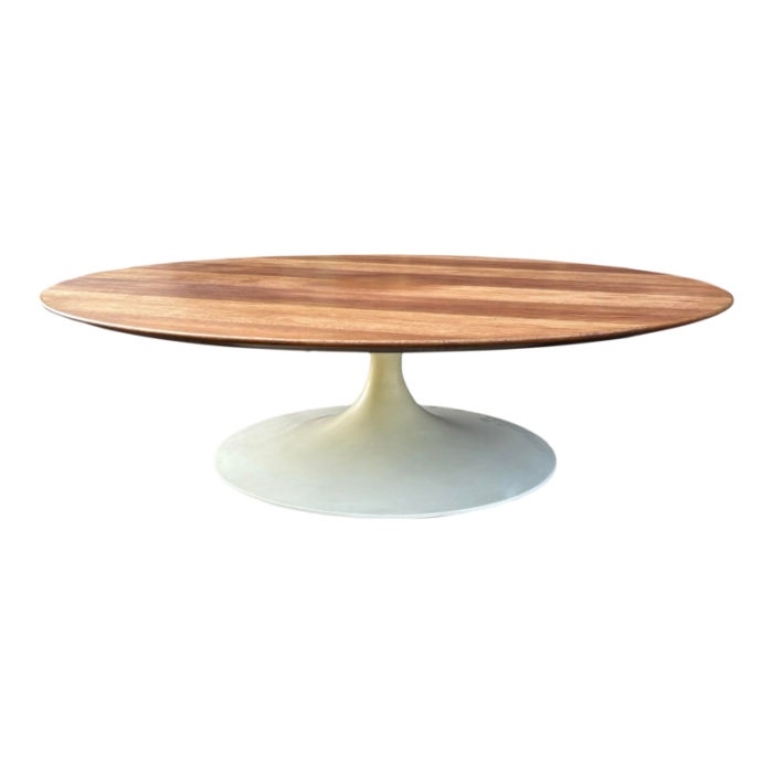 extra large tulip table with 54 round walnut top by eero saarinen for knoll 4299