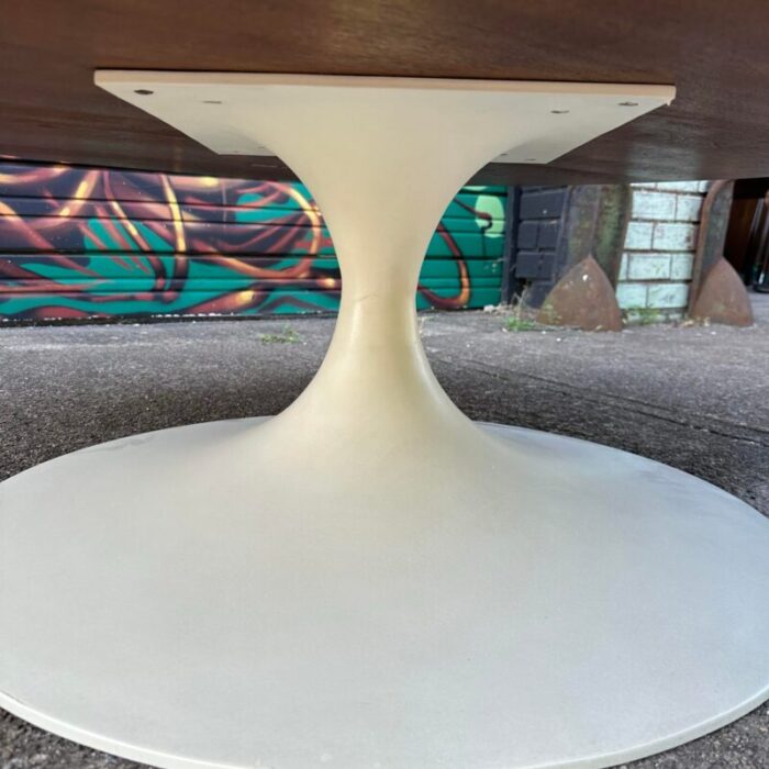 extra large tulip table with 54 round walnut top by eero saarinen for knoll 7832