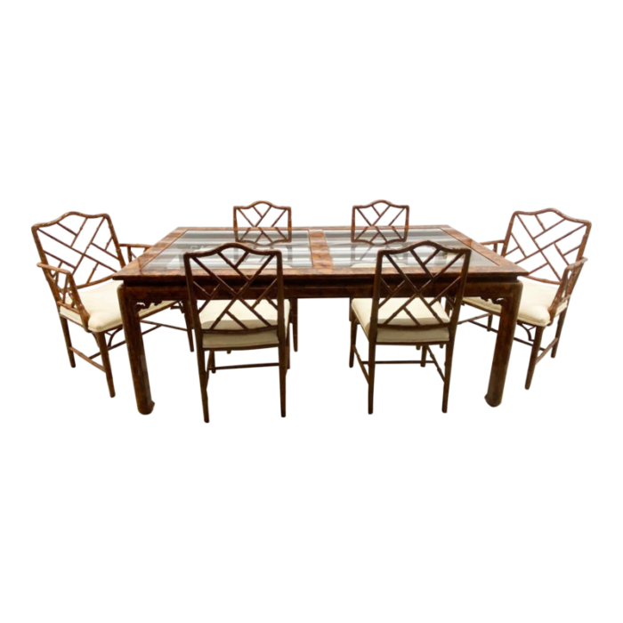 faux bamboo 7 piece dining set 6 chairs table 1725