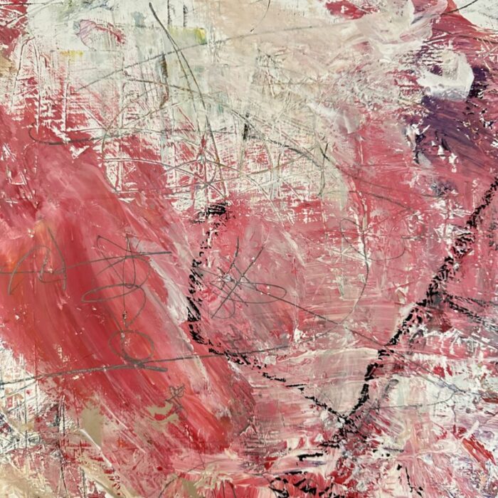 felix bachmann abstract composition in red and white 2024 mixed media 2109