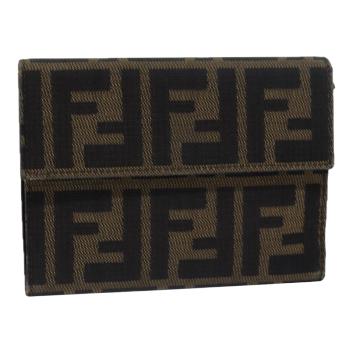 fendi zucca canvas wallet black brown auth 79791 6030