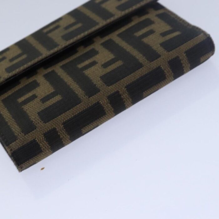 fendi zucca canvas wallet black brown auth 79791 8022