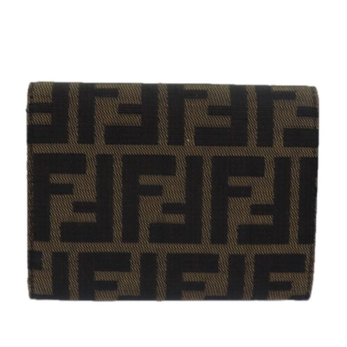 fendi zucca canvas wallet black brown auth 79791 8705