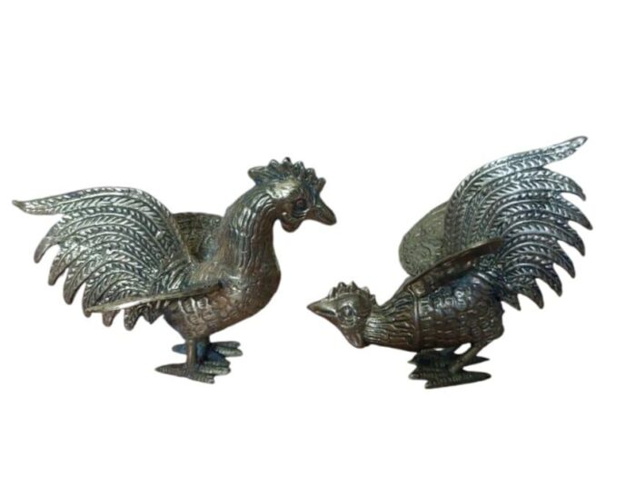 fighting roosters in brass 1970 set of 2 5206 scaled