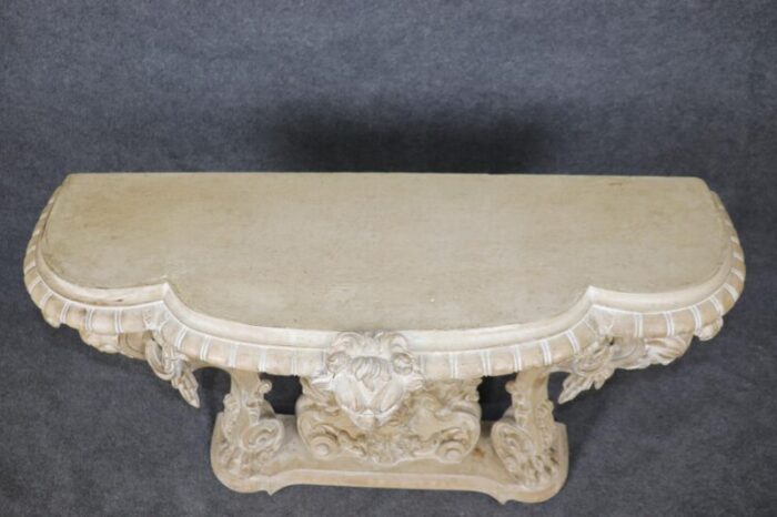 fine carved white painted decorated italian console with figural masks 8493