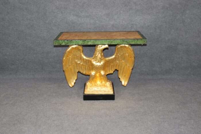 fine water gilded george ii carved walnut and faux marble eagle console table 0903