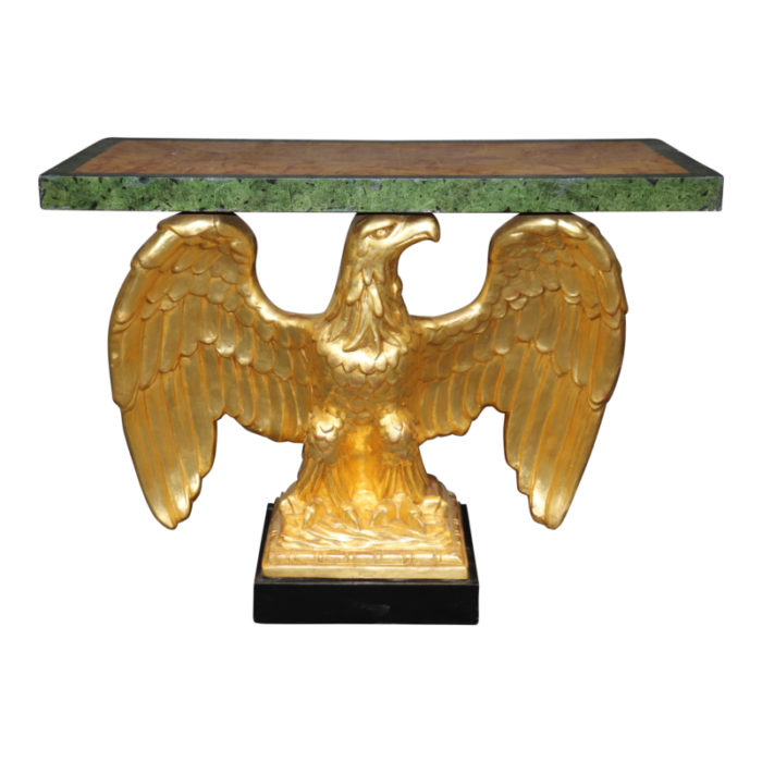 fine water gilded george ii carved walnut and faux marble eagle console table 7850