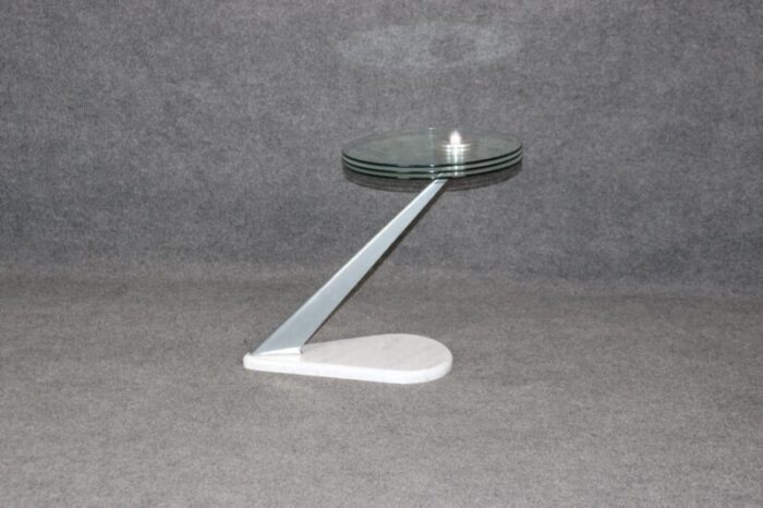 french art deco or machine age style marble glass and aluminum end table 1230