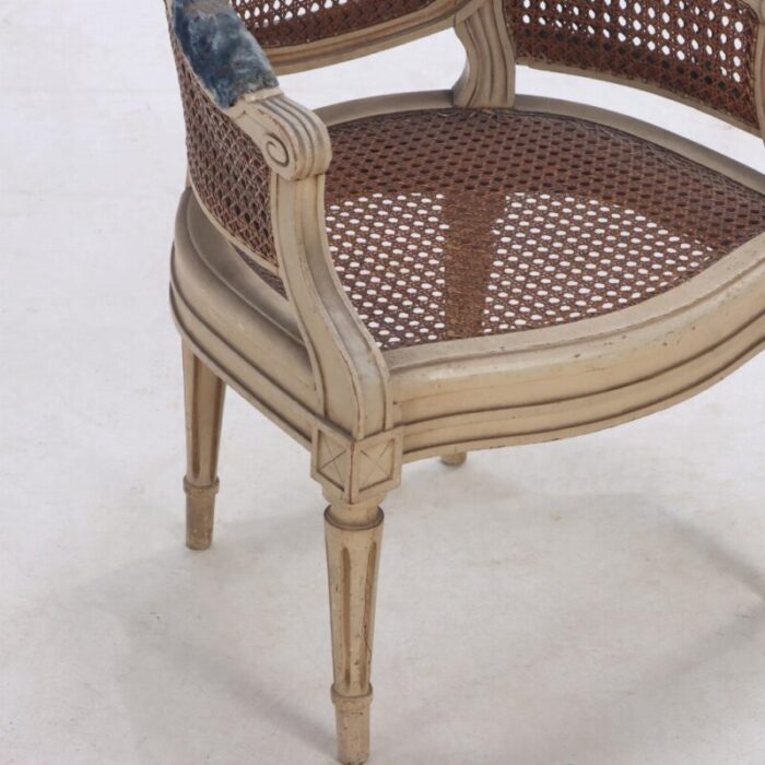 french louis xvi style childs size painted bergere chair c 1930 4058