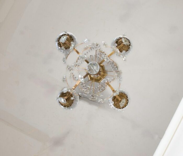 french retro louis xv style brass and crystal chandelier 0452