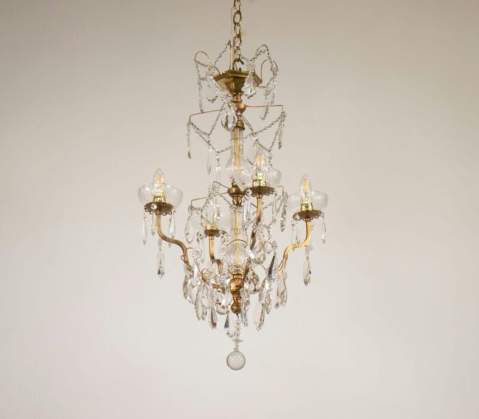 french retro louis xv style brass and crystal chandelier 9999