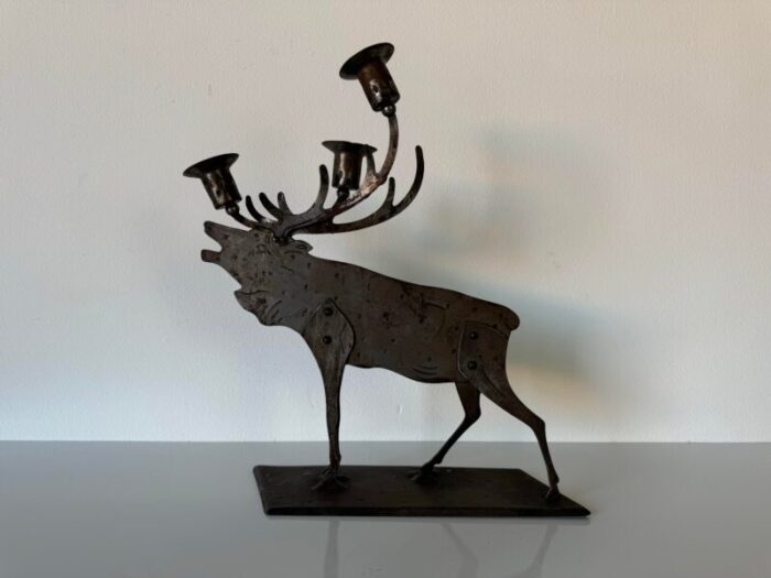 germany hugo goberg wrought iron moose candlestick 0122