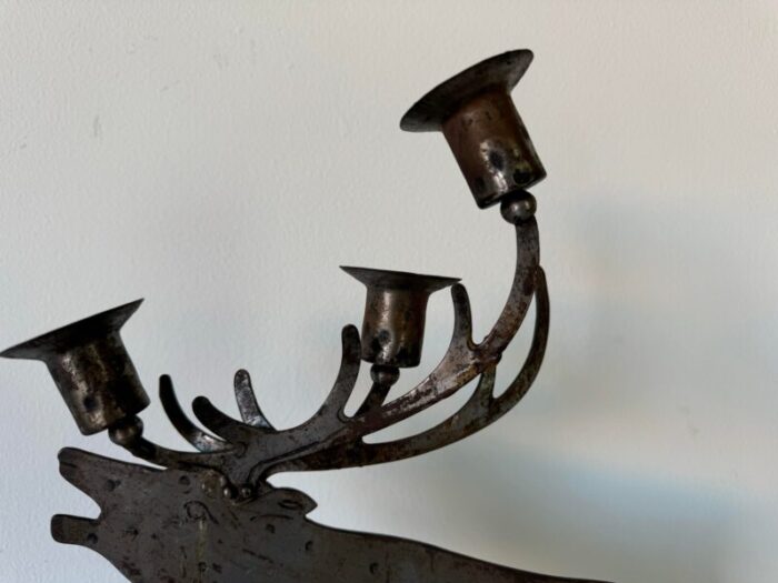 germany hugo goberg wrought iron moose candlestick 5792