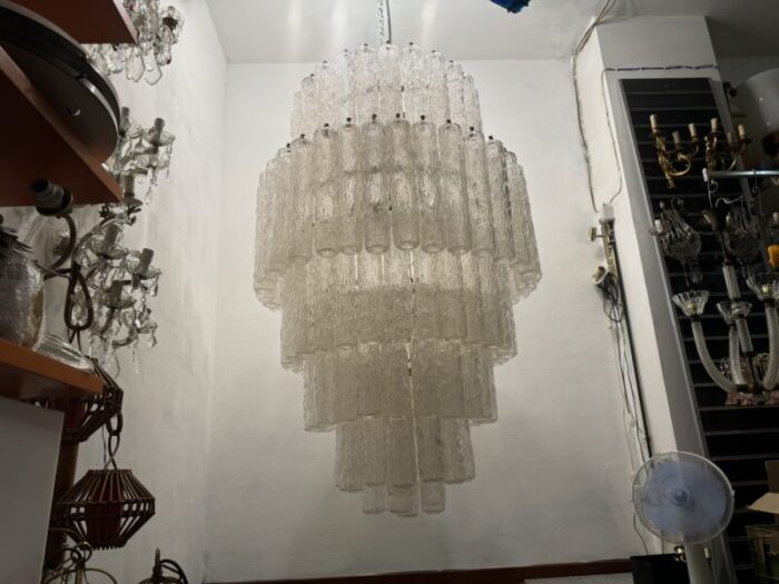 gigantic murano glass venini tube chandelier with 30 lights by paolo venini 1960s 3003