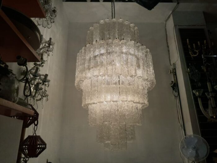 gigantic murano glass venini tube chandelier with 30 lights by paolo venini 1960s 3376