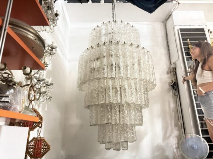 gigantic murano glass venini tube chandelier with 30 lights by paolo venini 1960s 5236