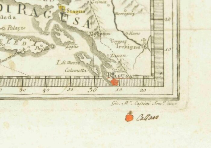 giovanni mignani map of dalmatia adjacent islands etching 1792 framed 2