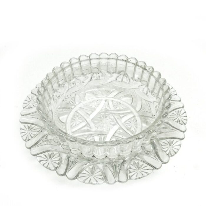 glass confectionary bowl from val saint lambert belgium 1950s 3