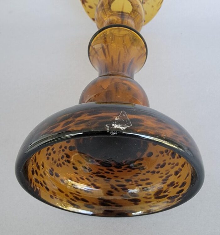 glass faux tortoise candlestick 0522