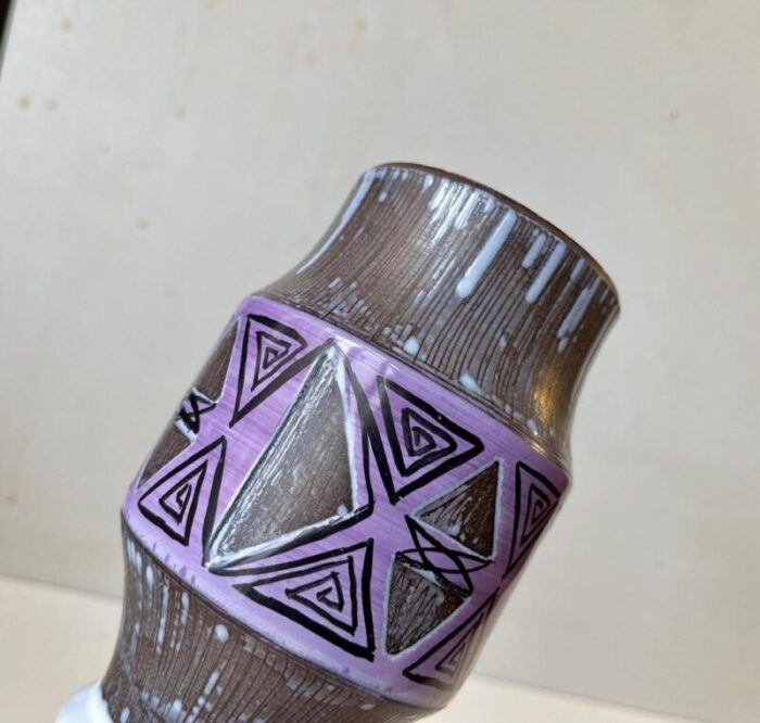 glazed purple ceramic vase from laholm sweden 1960s 3