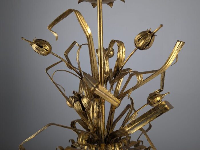 gold metal floral lamp 1960s 4189