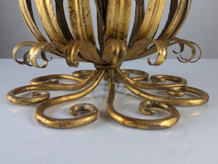 gold metal floral lamp 1960s 9012