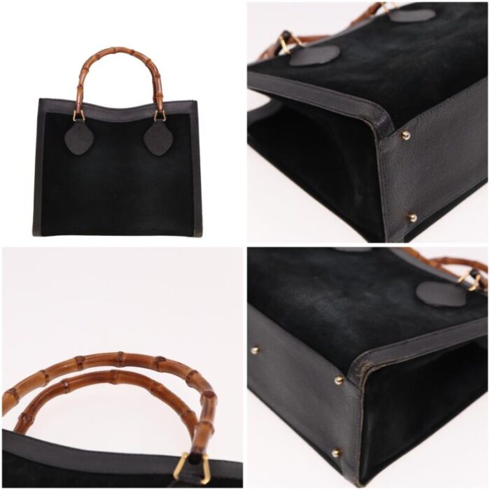 gucci bamboo hand bag suede black 002 2853 0260 0 auth 78795 3341