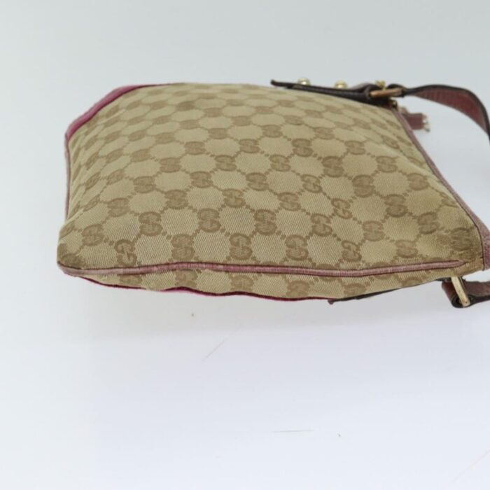 gucci gg canvas shoulder bag beige pink auth 77822 0875