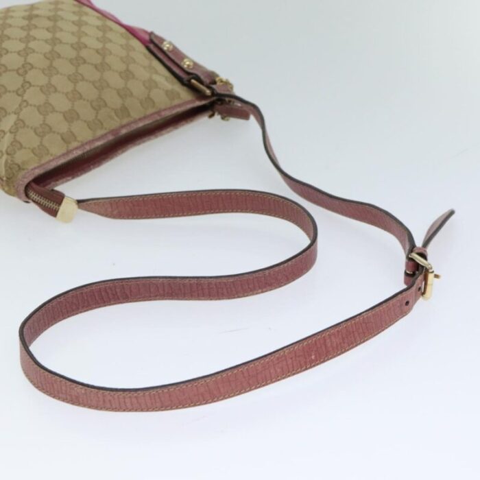 gucci gg canvas shoulder bag beige pink auth 77822 5704