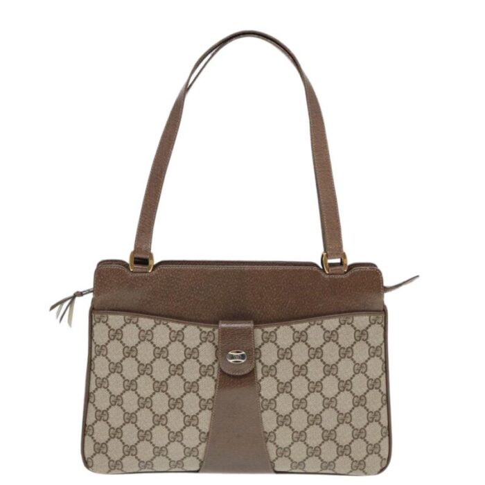 gucci gg supreme hand bag pvc beige 86 02 021 auth ar11979 5165