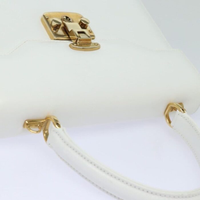 gucci ready lock hand bag leather 2way white auth 79683 5173