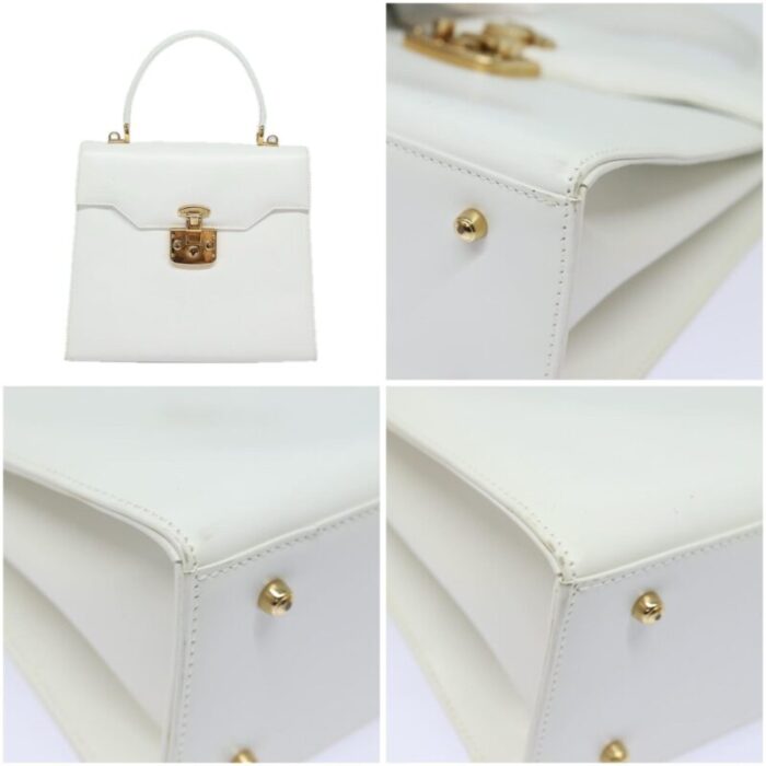 gucci ready lock hand bag leather 2way white auth 79683 6013