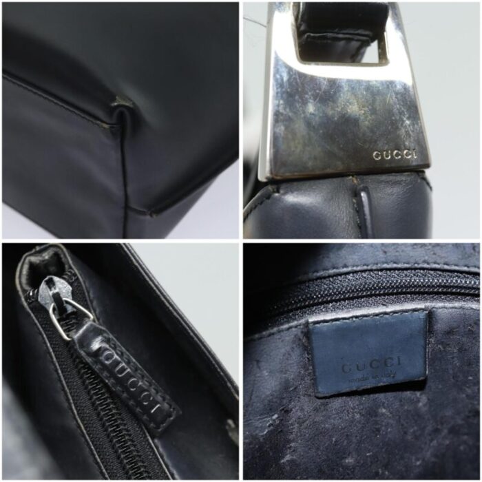 gucci shoulder bag leather black 001 3014 auth 79376 8945