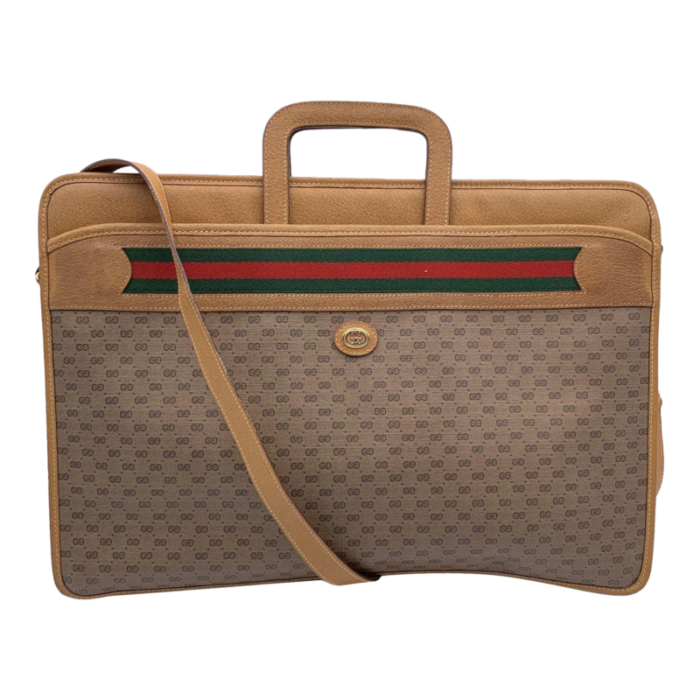 gucci vintage beige monogram canvas briefcase document holder 5202